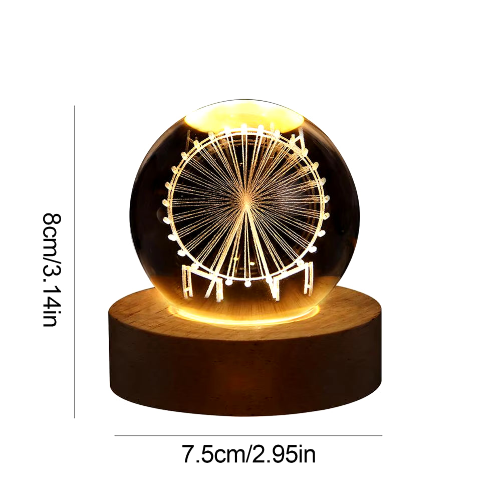 Crystal Ball Night Light 3D Table Lamp LED Crystal Ball 